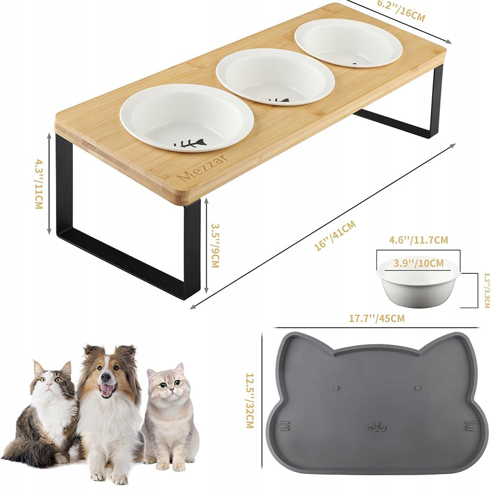 3IN1 CAT BOWL SET FOOD BOWL ELEVATED WATER BOWL Packaging status original