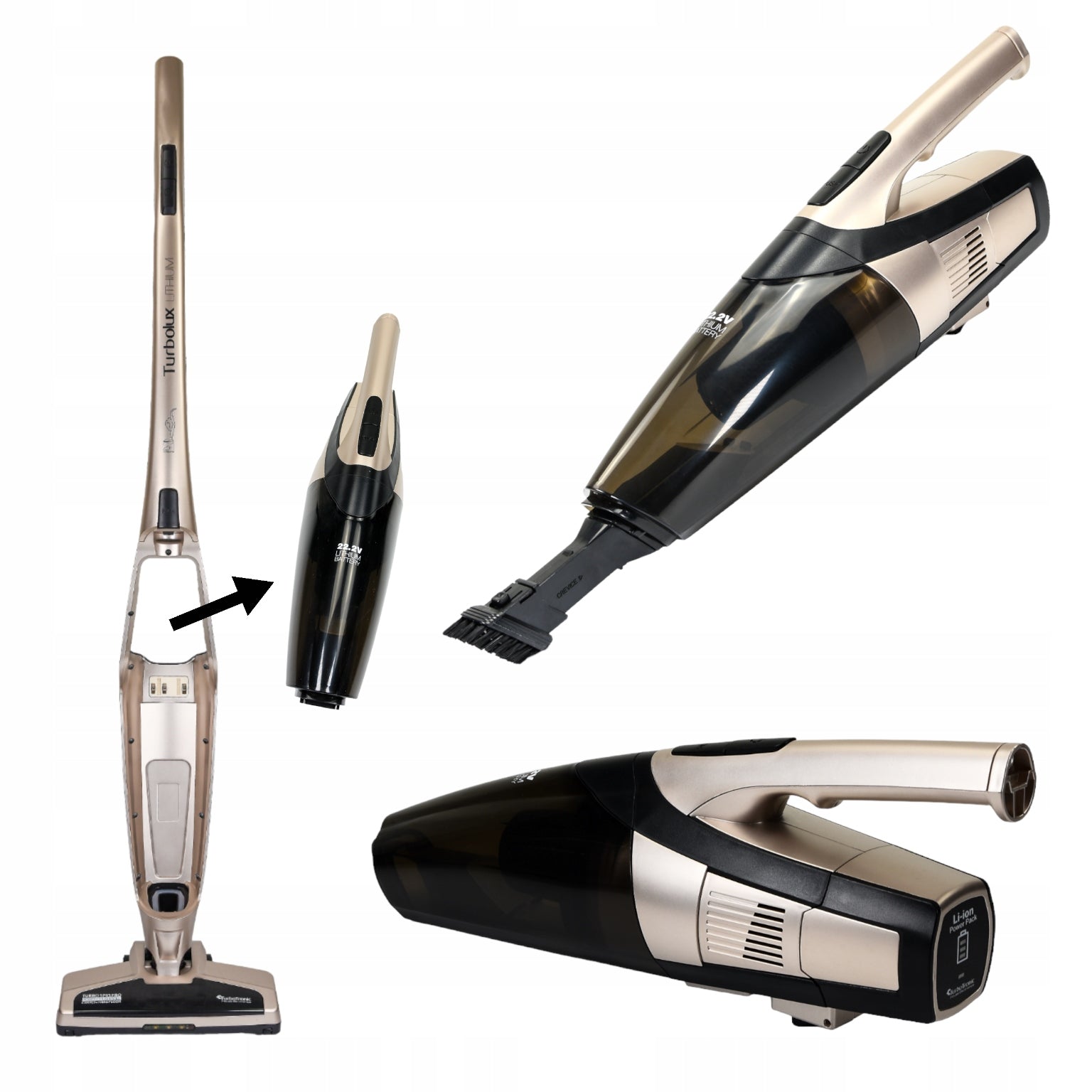 3IN1 CORDLESS VERTICAL HANDHELD MOP VACUUM CLEANER WITH MOPPING FUNCTION Model TT-LUX900 CHAMPAGNE