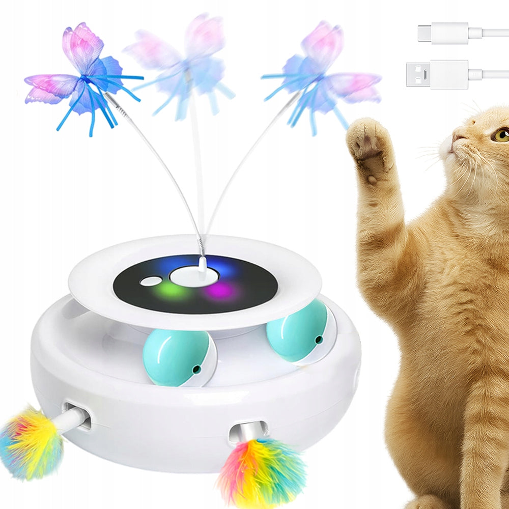 3IN1 ELECTRIC INTERACTIVE VENDING MACHINE CAT TOY 1300MAH FEATHERS FOR CAT