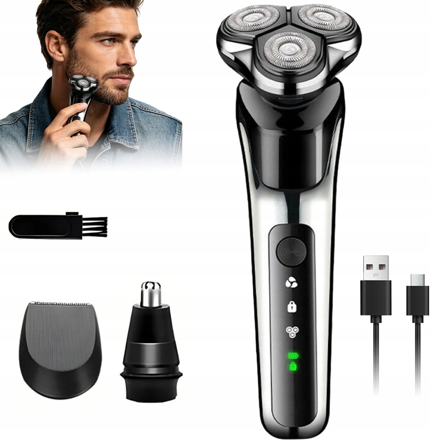 3IN1 ELECTRIC SHAVER MEN'S WET AND DRY SHAVING PRACTICAL