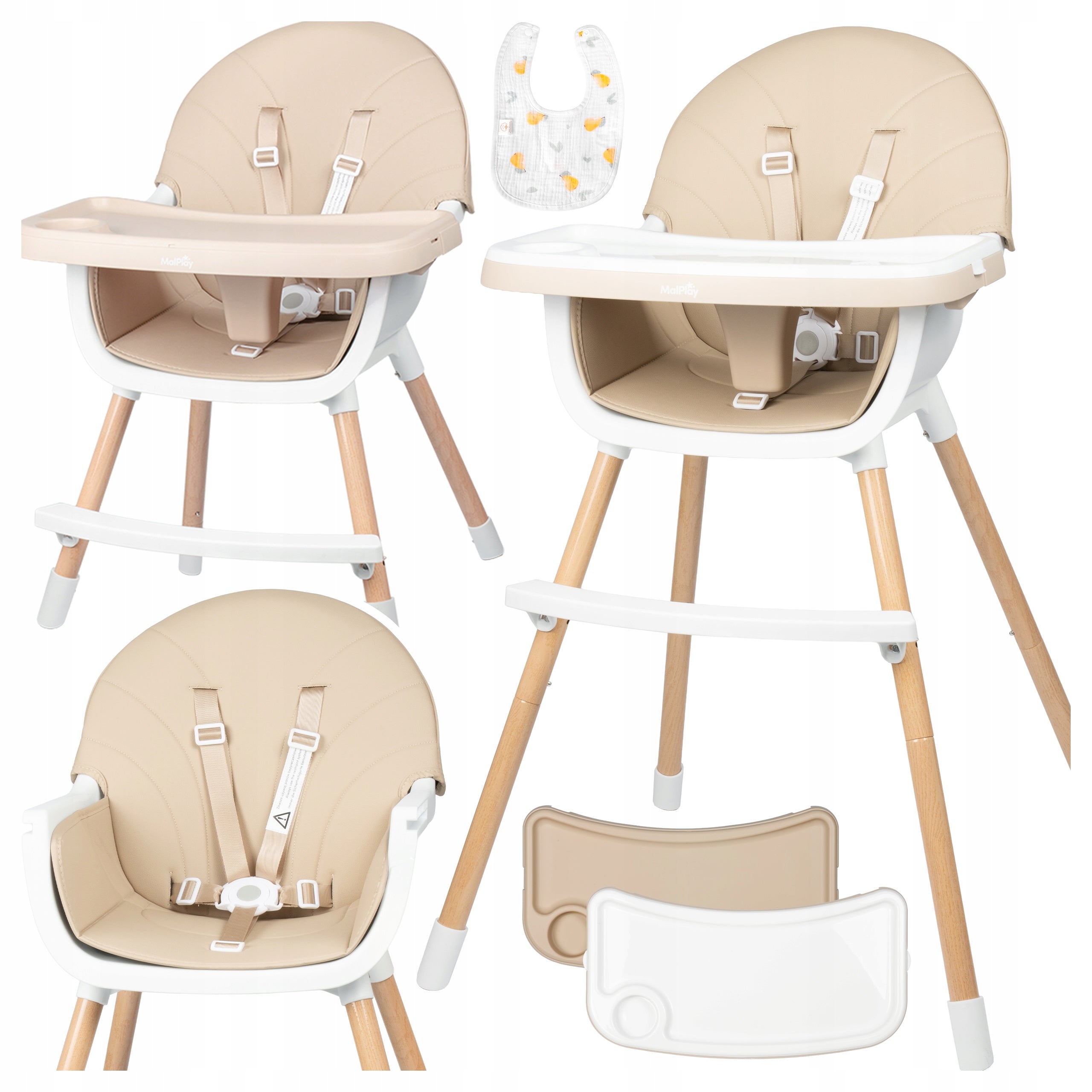 3IN1 FOLDING BABY HIGHCHAIR SEAT ADJUSTABLE TRAY STRAPS