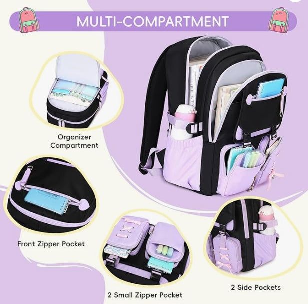 3IN1 GIRLS' SCHOOL BACKPACK WITH MULTI-CHAMBER LUNCH BAG Manufacturer code PLECAK LUNCHBOX PIÓRNIK BERGENS SZKOLNY