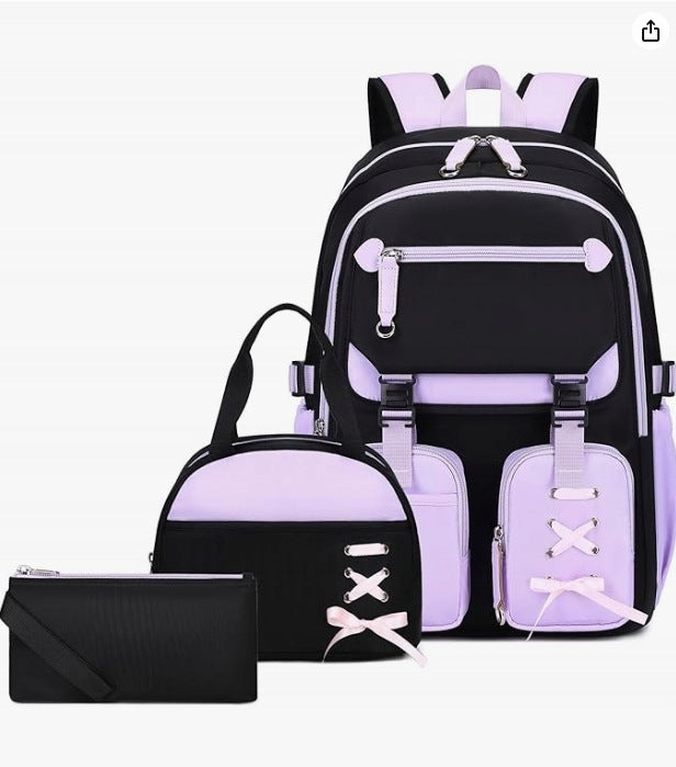 3IN1 GIRLS' SCHOOL BACKPACK WITH MULTI-CHAMBER LUNCH BAG