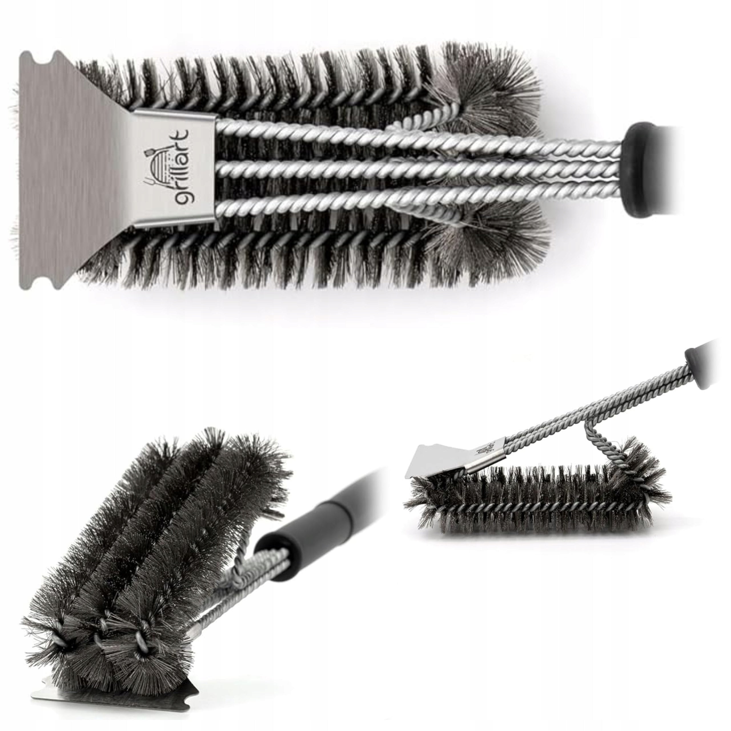 3IN1 GRILL BRUSH GRATE CLEANING WITH BRASS BRISTLES AND SPATULA Product weight with unit packaging 1 kg
