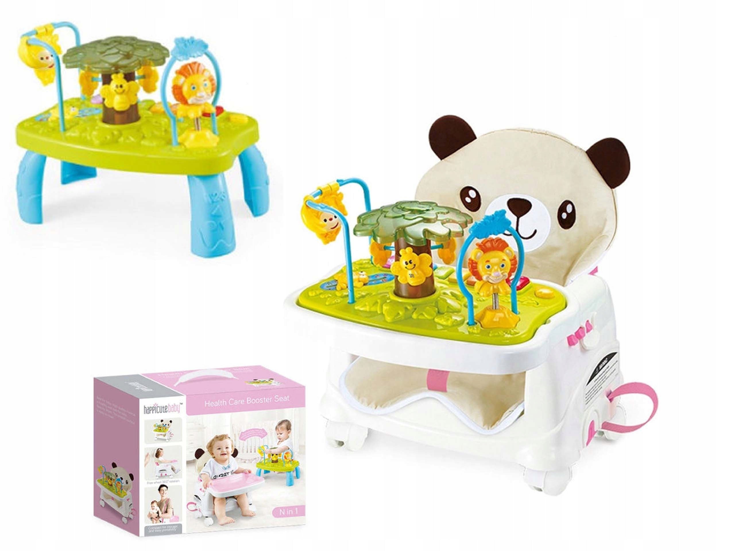 3IN1 HIGH CHAIR SENSORY TABLE FEEDING TABLE SQUARE TOYS PANDA Color multicolor