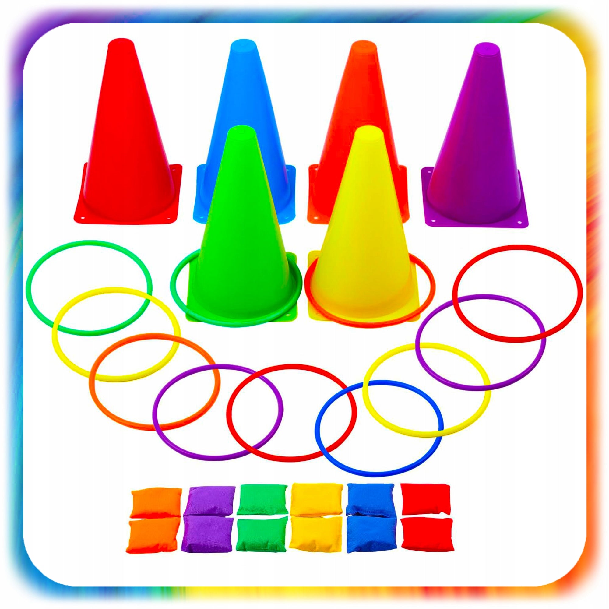 3IN1 MOVEMENT ARCADE GAME CONES BAGS HOOPS RINGO FUN CHILDREN Kid's age 3＋ years