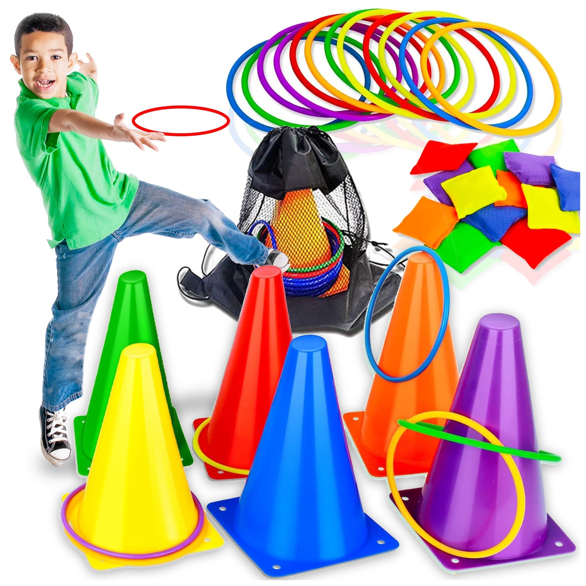 3IN1 MOVEMENT ARCADE GAME CONES BAGS HOOPS RINGO FUN CHILDREN