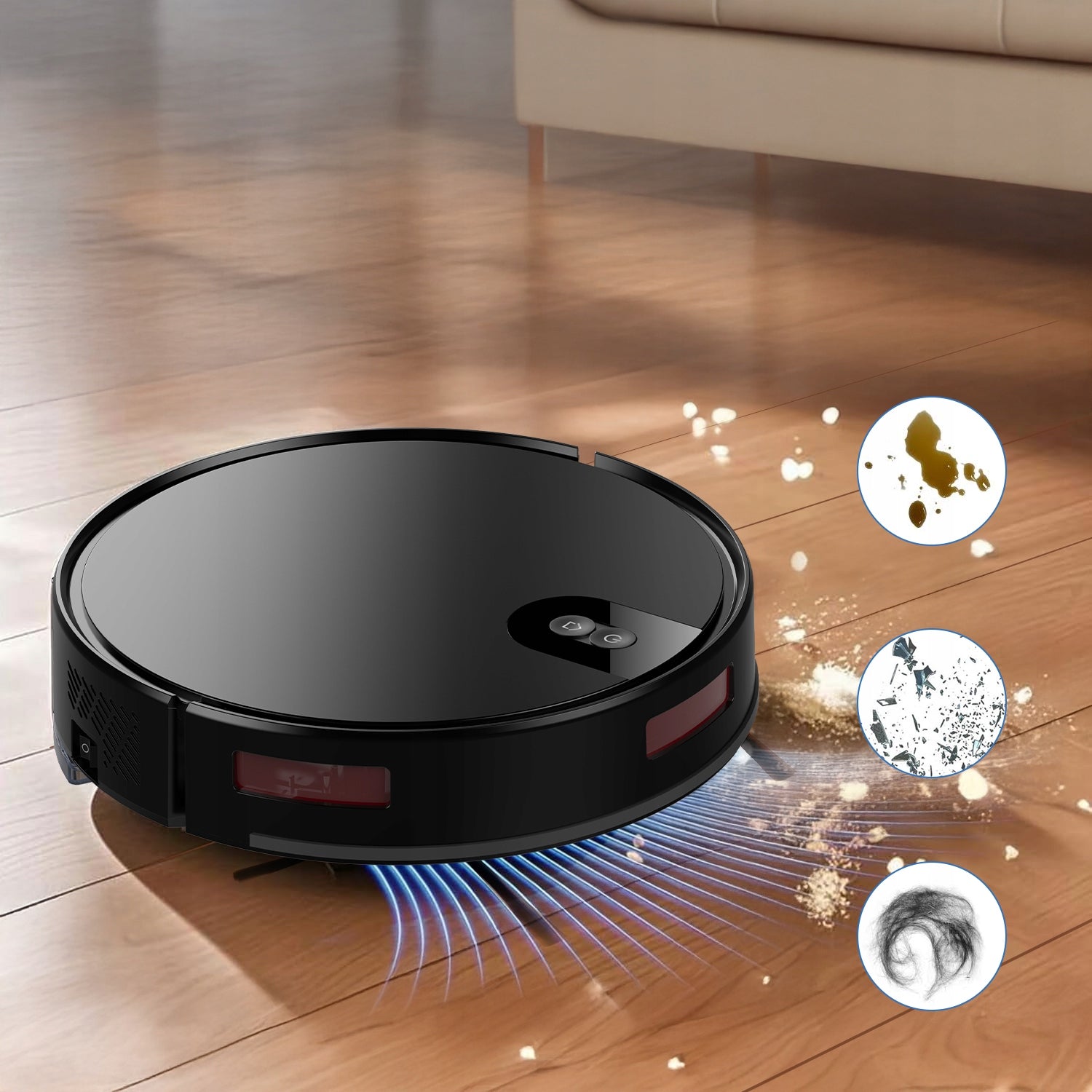 3IN1 ROBOT CLEANING MOPPING VACUUM CLEANER BLACK 2300PA Dominant color black