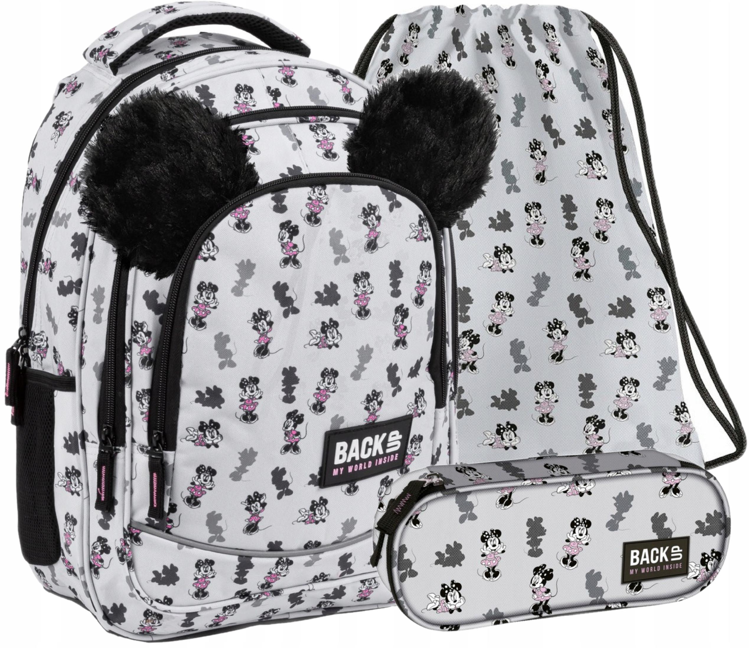 3IN1 SCHOOL BACKPACK MOUSE MINNIE WITH PLUSH EARS SET FOR GIRL