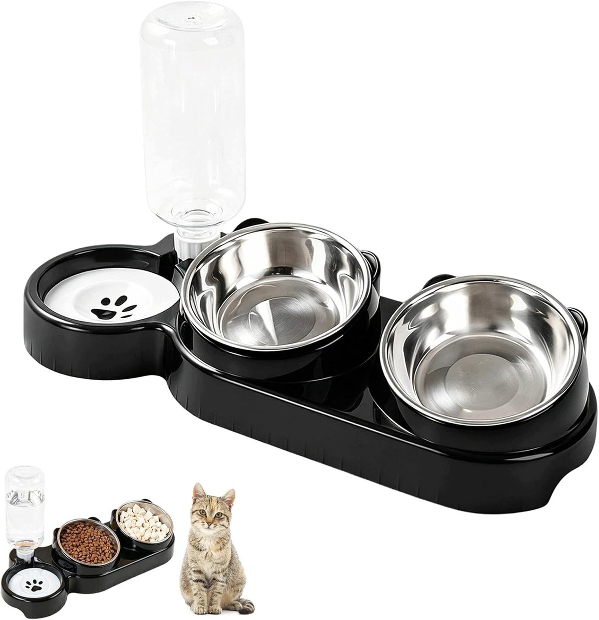 3IN1 STAINLESS STEEL CAT BOWL RAISED ERGONOMIC
