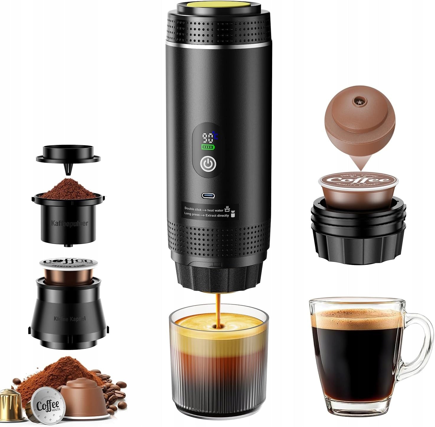 3IN1 USB-C 20 BAR PORTABLE COFFEE MAKER | 7500 mAh| CAR Manufacturer code 6976671060435