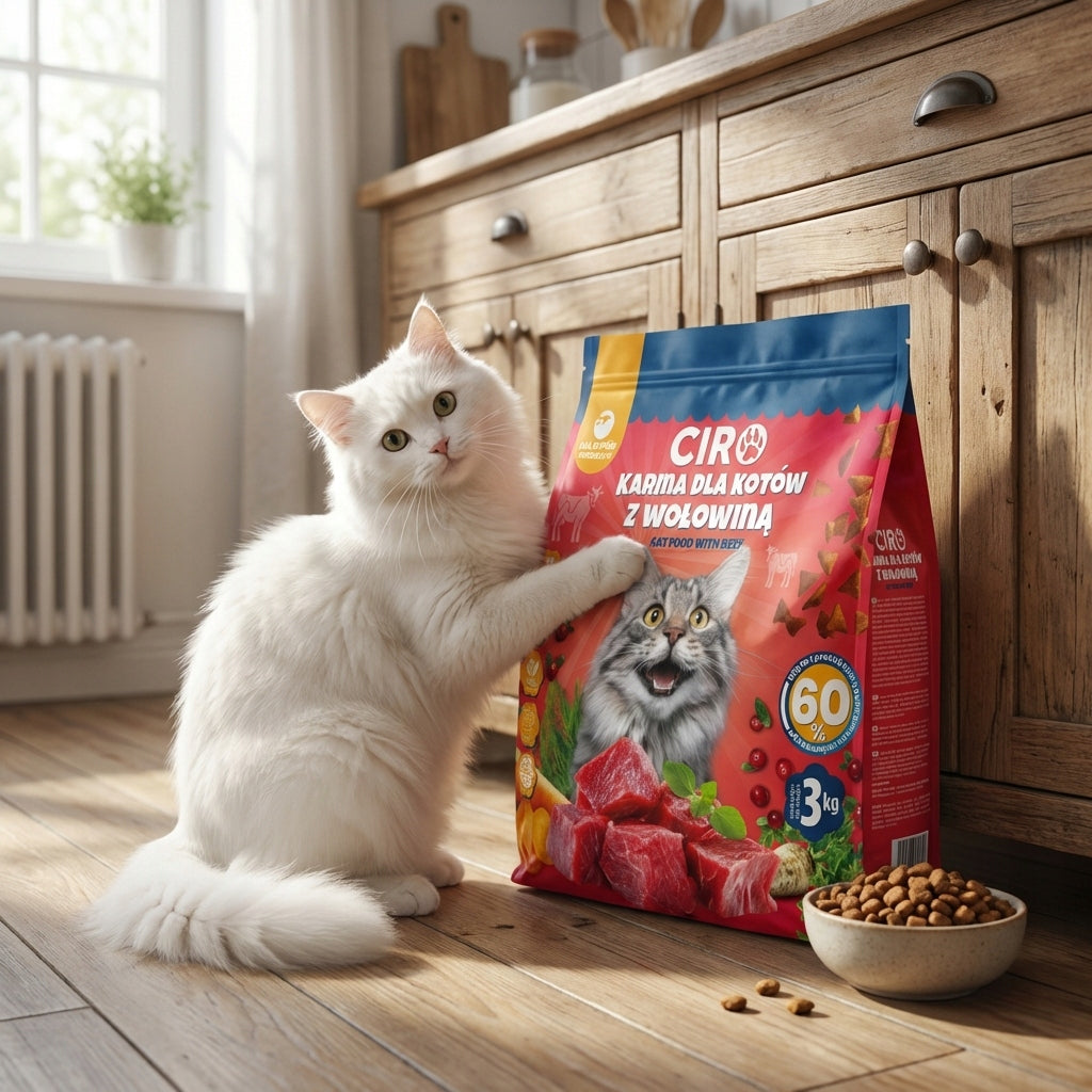 3KG PREMIUM DRY CAT FOOD WITH ADULT BEEF AND VEGETABLES Packaging status original