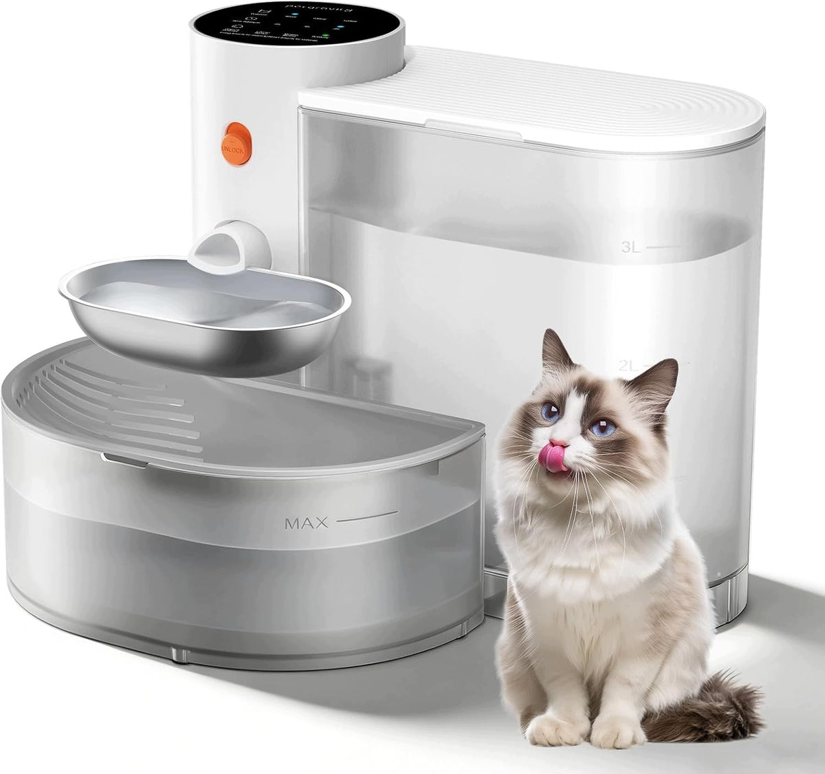 3L AUTOMATIC PET DRINKER FOR CAT AND DOG WITH SEPARATE TANK