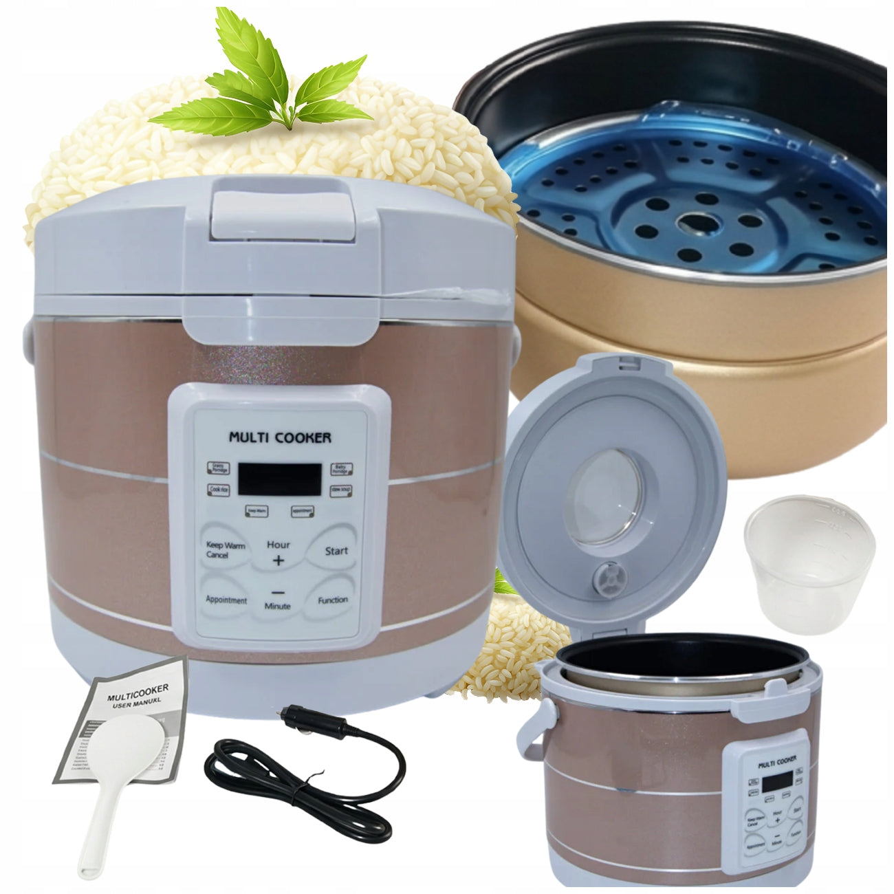 3L MULTICOOKER car RICE COOKER 12V 24V TIR bus LCD timer