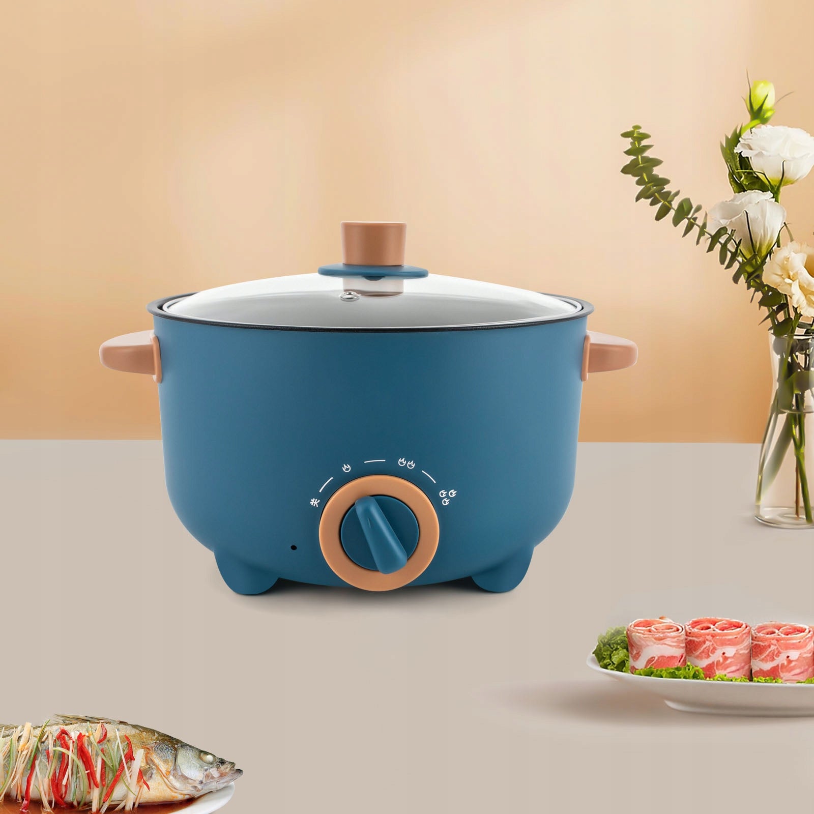 3L PORTABLE ELECTRIC HOT POT blue cai Dominant color blue