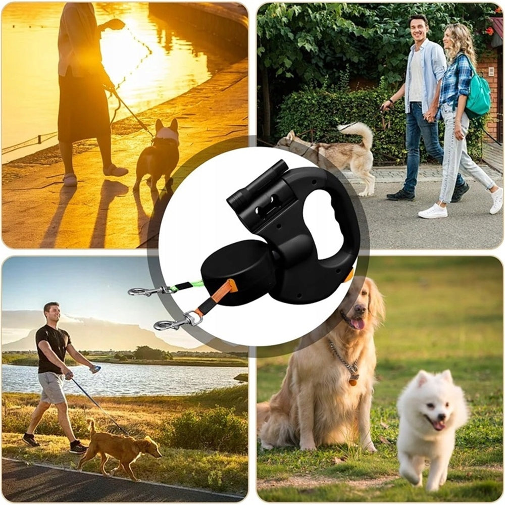 3M AUTOMATIC DOUBLE LANYARD FOR TWO DOGS FOR SMALL MEDIUM DOGS Manufacturer code Wielofunkcyjna automatyczna smycz