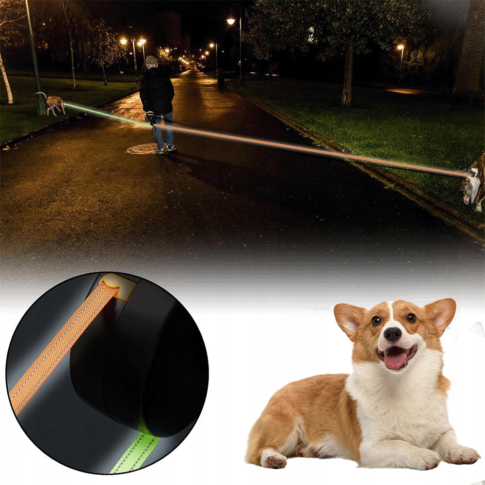 3M DOUBLE LEASH WITH LED LIGHTING AND COMFORTABLE HANDLE FOR SMALL DOGS Additional features LED elements reflective elements with flashlight