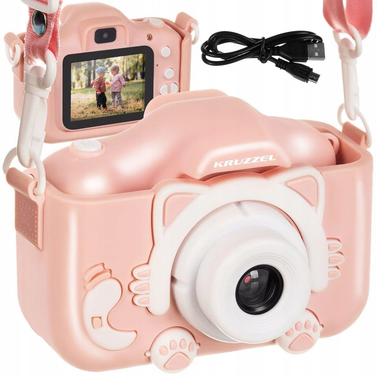 3MP children's camera LCD SD FULL HD pink + case and strap
