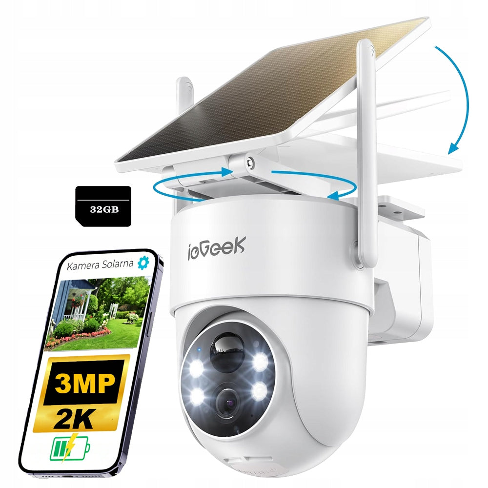 3MPX Outdoor Rotating Wireless Color Night Vision Camera with 32GB