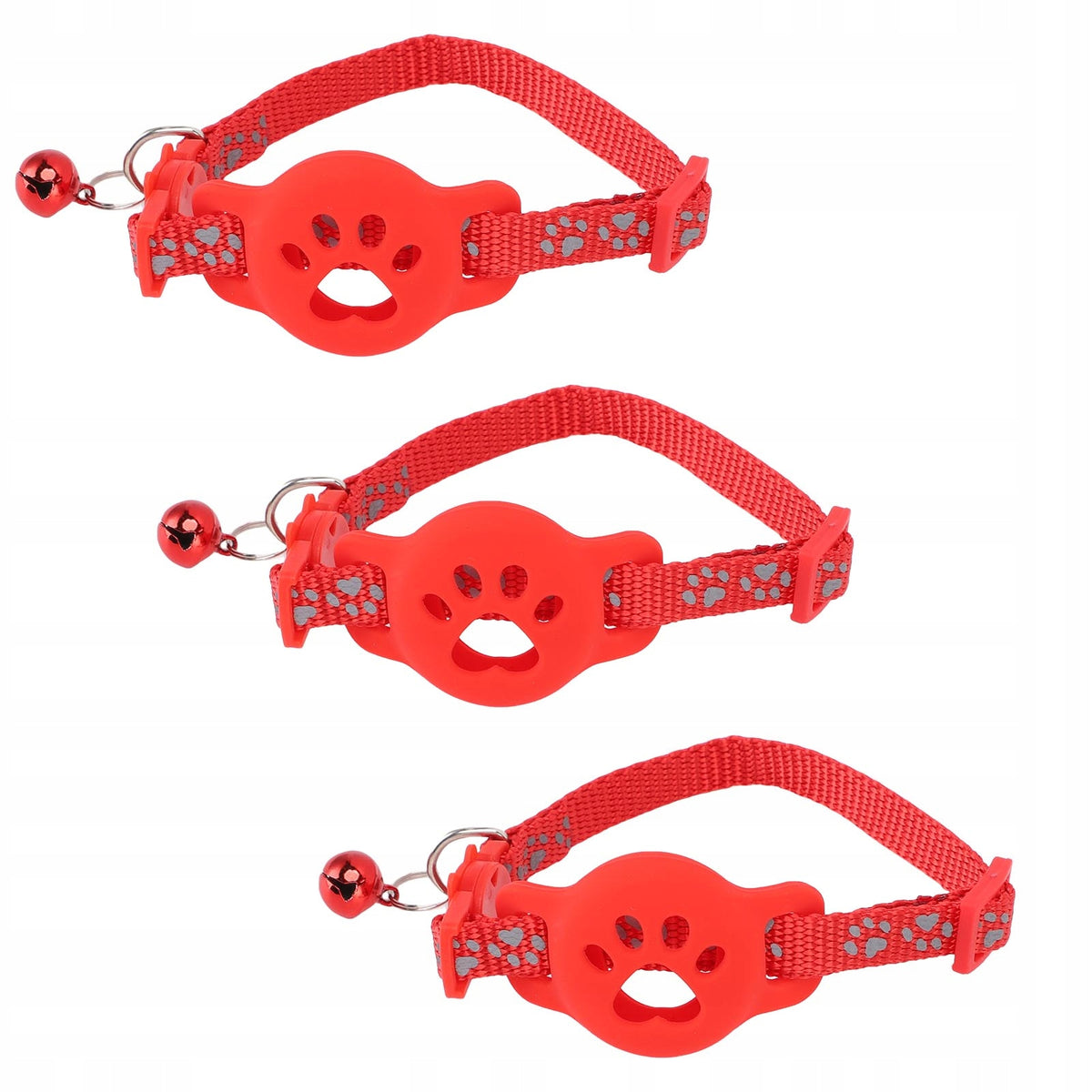 3PCS Reflective Cat Cllar Holder with Bell Anti Lost Adjustable Card 1J