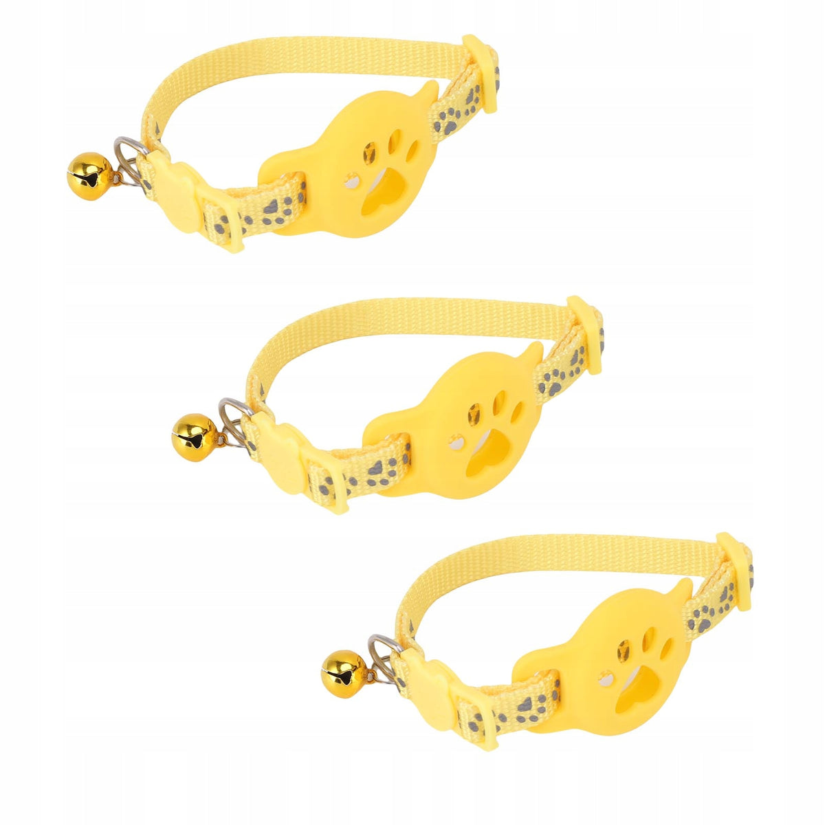 3PCS Reflective Cat Cllar Holder with Bell Anti Lost Adjustable Card C7