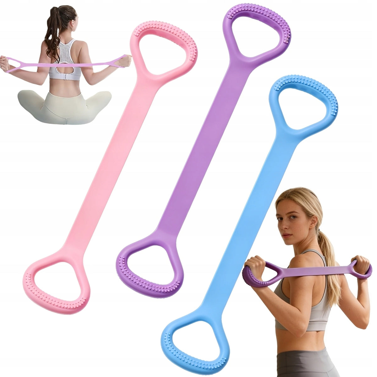 3PCS SILICONE FITNESS RESISTANCE BANDS FOR BACK AND SHOULDER TRAINING