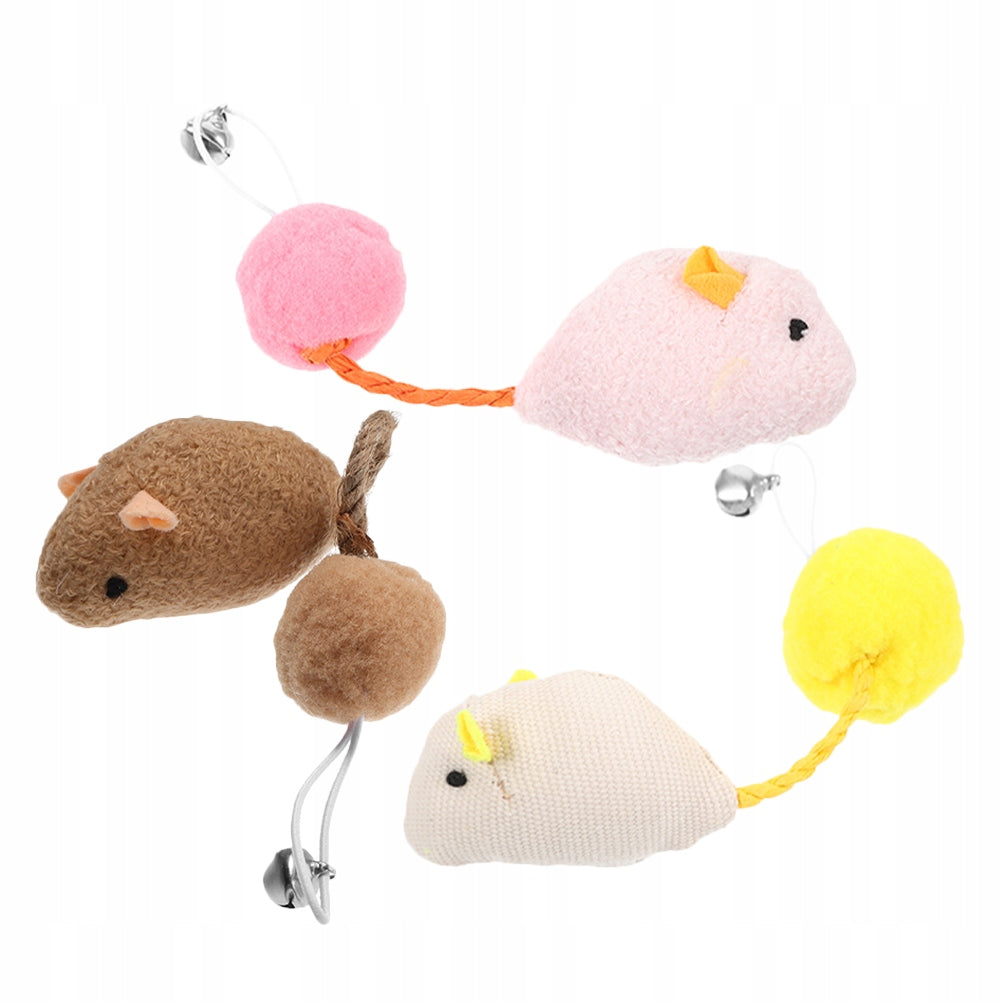 3Pcs Indoor Cat Toy Set Plush Mice and Rats with Bell for Playtime Brand no brand