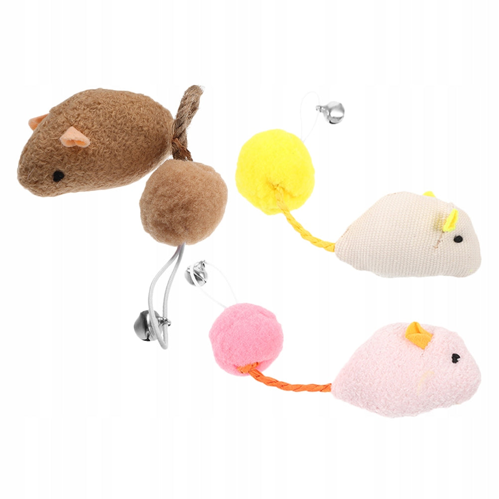 3Pcs Indoor Cat Toy Set Plush Mice and Rats with Bell for Playtime