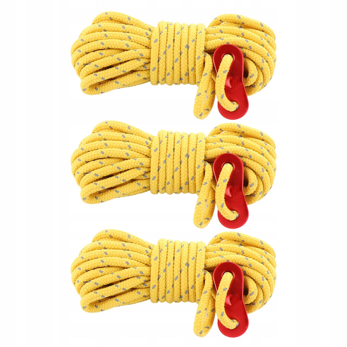 3Pcs Lightweight Yellow Camping Tent Rope with Reflective Design