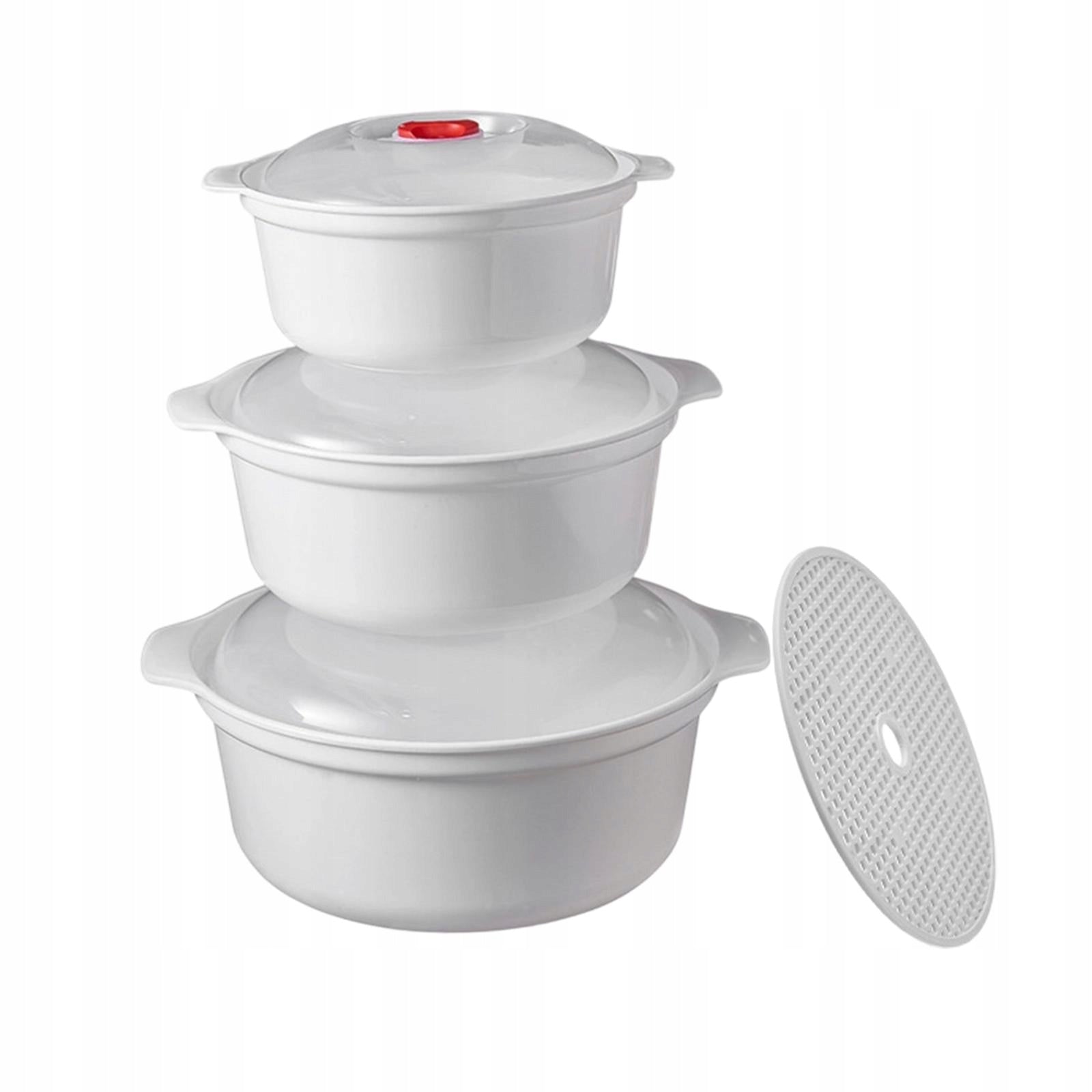 3Pcs Microwave Bowls with Lids Ergonomic Grip Soup Bowl Storage Containers Packaging status original