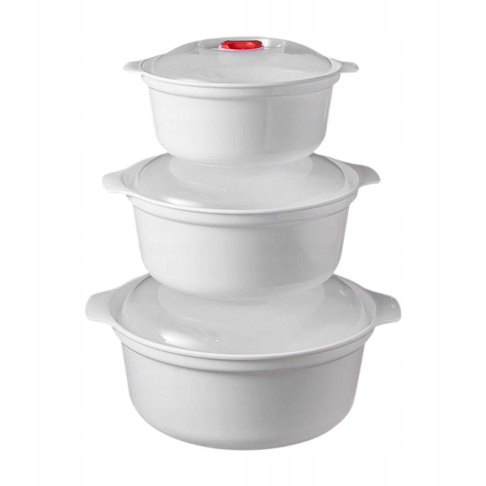 3Pcs Microwave Bowls with Lids with Handle Salad Bowls Multi Purpose Packaging status original