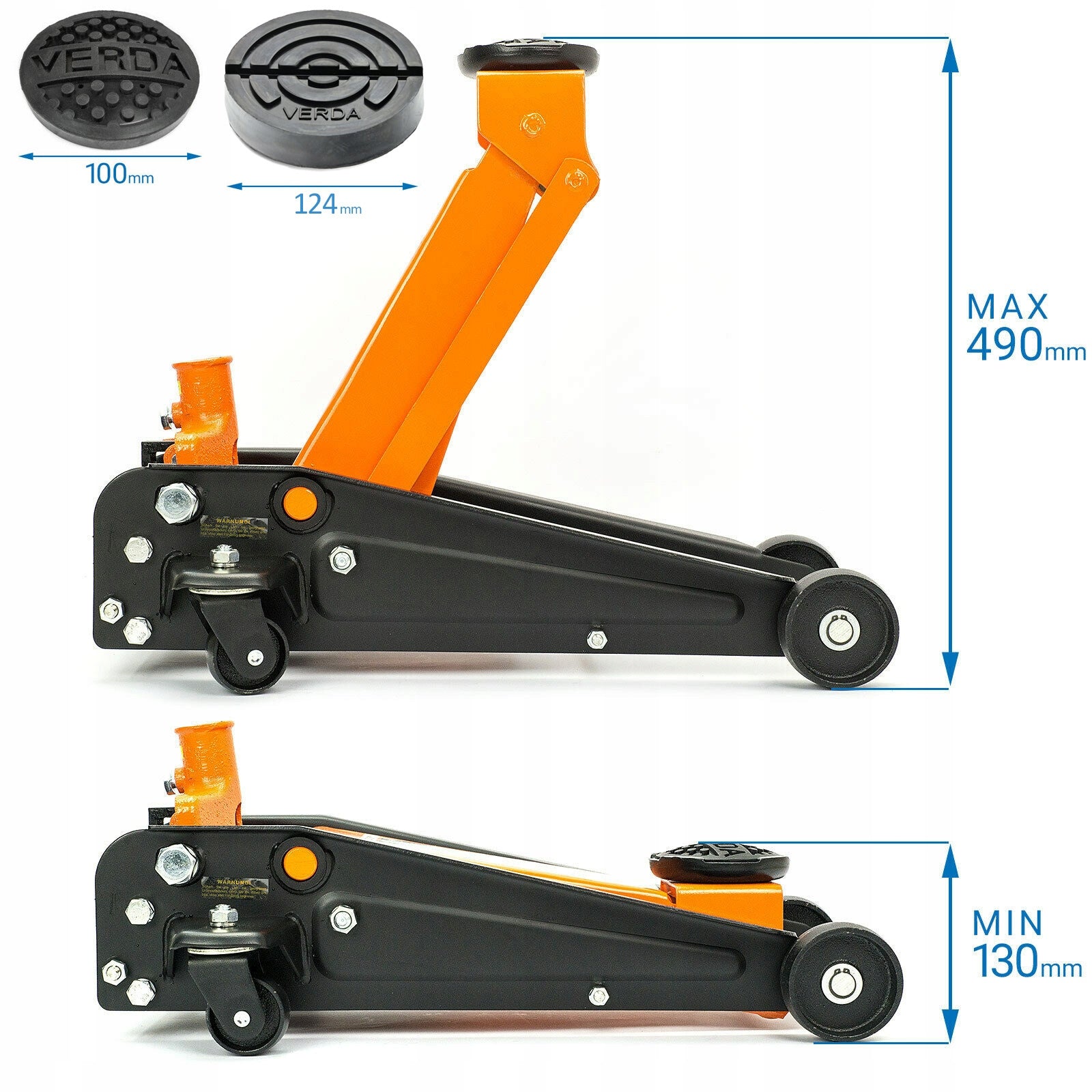 3T CAR LIFT FROG LOW PROFILE HYDRAULIC JACK 130-490mm Brand Verda