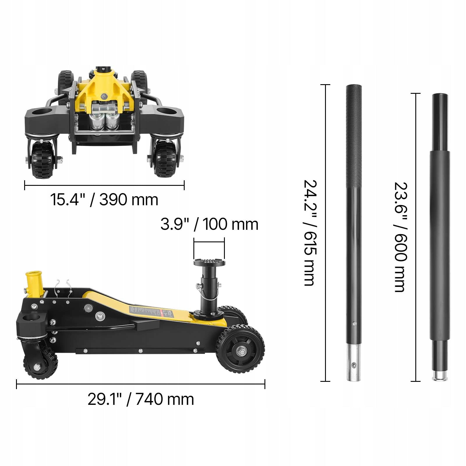3T Hydraulic Load Capacity Lifter With Double Piston Pump And Retractable Column Maximum lifting height 590 mm