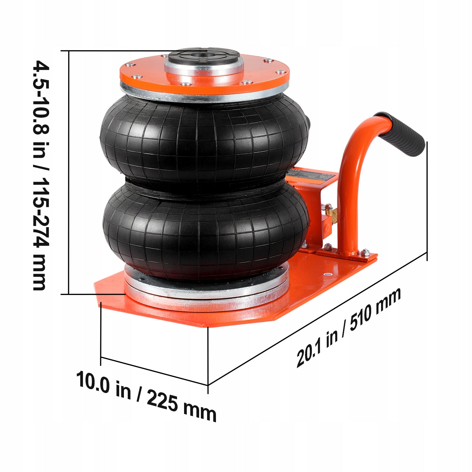 3T Pneumatic Load Capacity Lifter With Rubber Anti-Slip Pads Maximum lifting height 274 mm