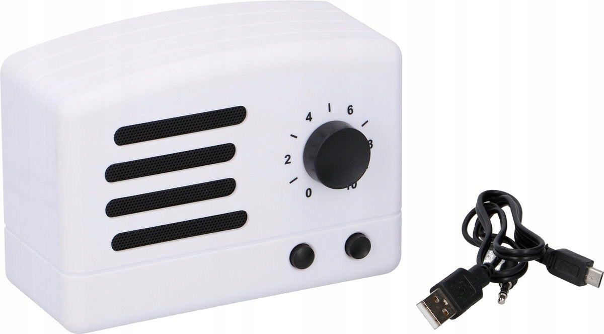 3W Bluetooth Speaker - Dunlop Retro Look with USB Cable - White