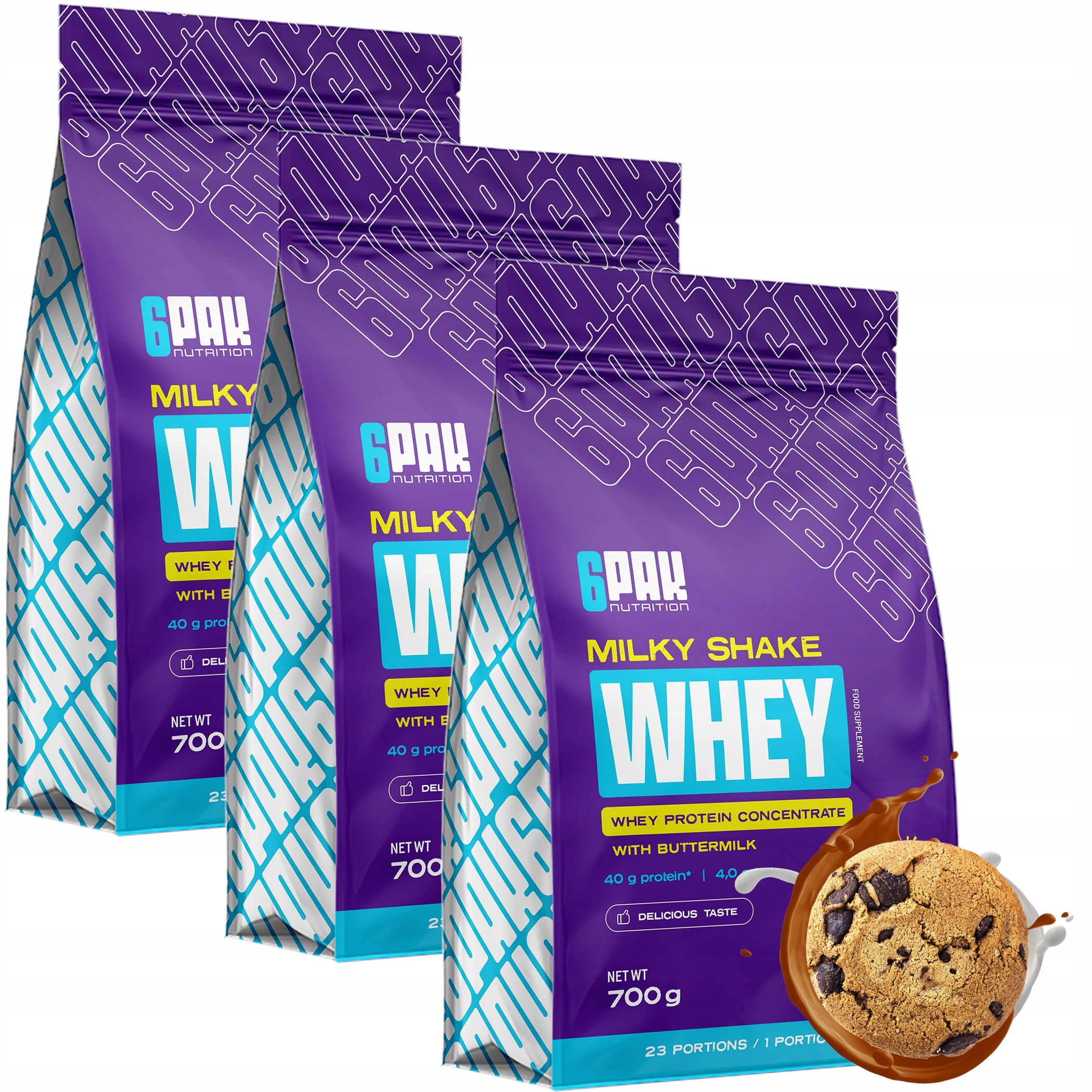 3X 6PACK MILKY SHAKE WHEY 700G PROTEIN WPC80 PROTEIN