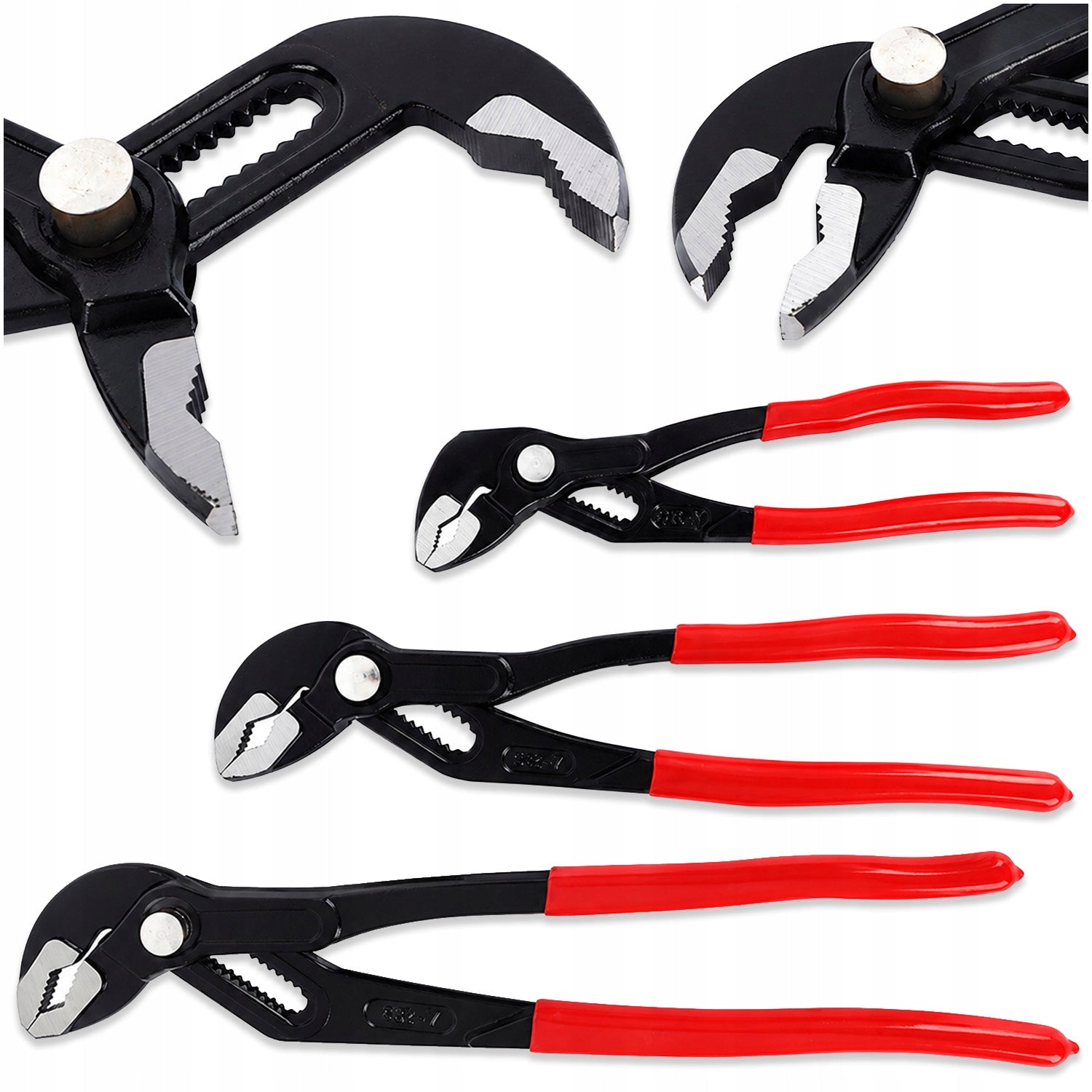3X ADJUSTABLE PIPE PLIERS SET FOR FITTERS 7" 10" 12" 175/240/300 mm