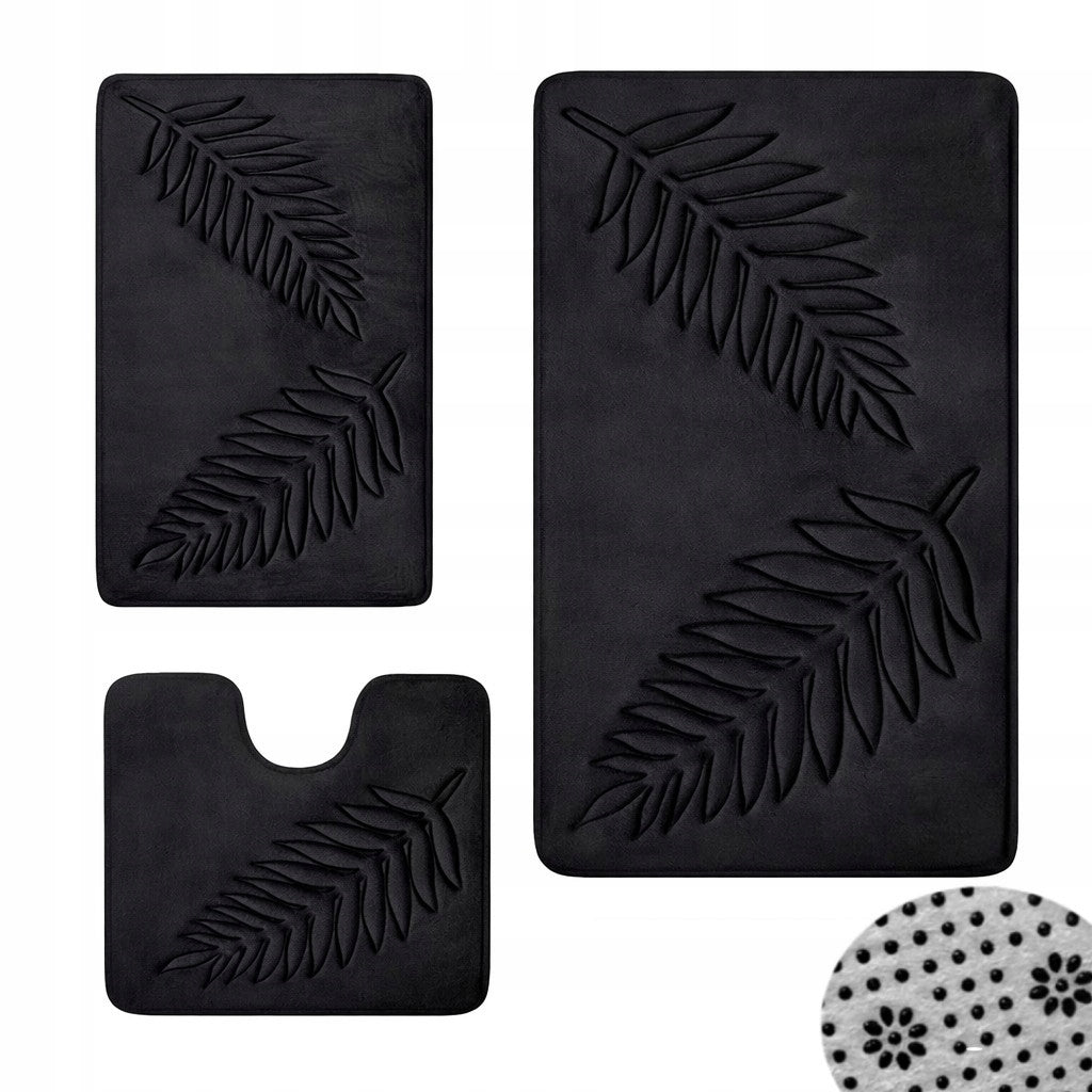 3X BATHROOM RUG SET Non-slip Bathroom Rug Set