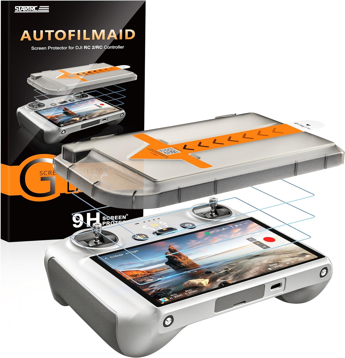 3X RC/RC 2 REMOTE SCREEN TEMPERED GLASS AUTOFILMAID KIT FOR DJI MINI 4 PRO