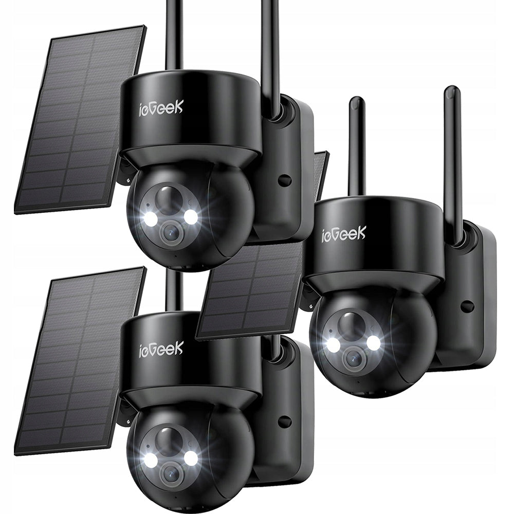3X SOLAR WIFI CAMERA 2K SMART OUTDOOR ROTATING IP WIRELESS GREY