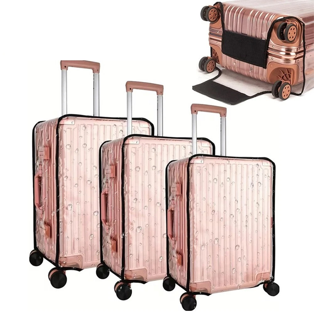 3X SUITCASE COVER TRANSPARENT PROTECTIVE WATERPROOF WITH VELCRO CLOSURE