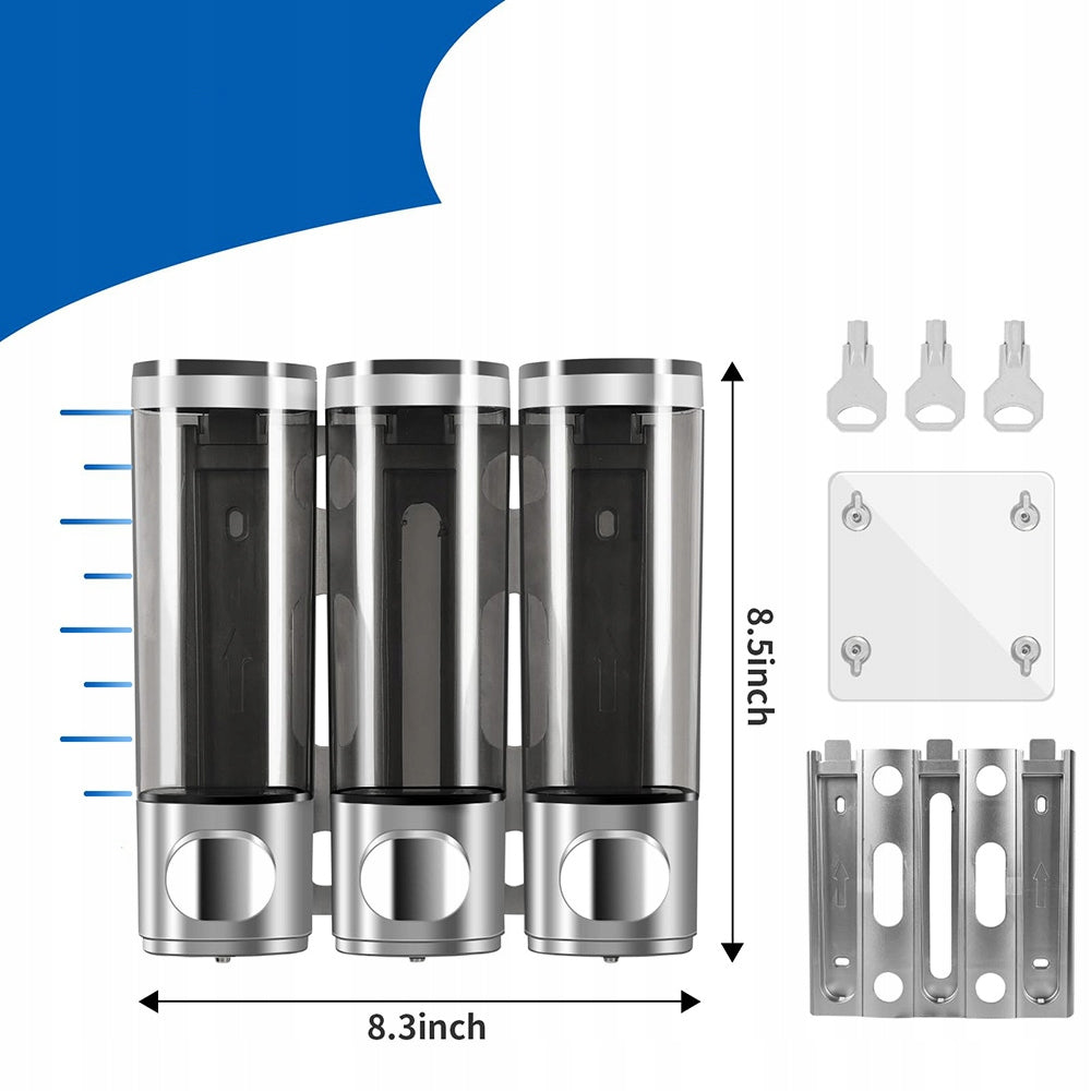 3X300ML WALL MOUNTED SHAMPOO GEL SOAP DISPENSER 3 CHAMBERS Manufacturer code 6905215073662