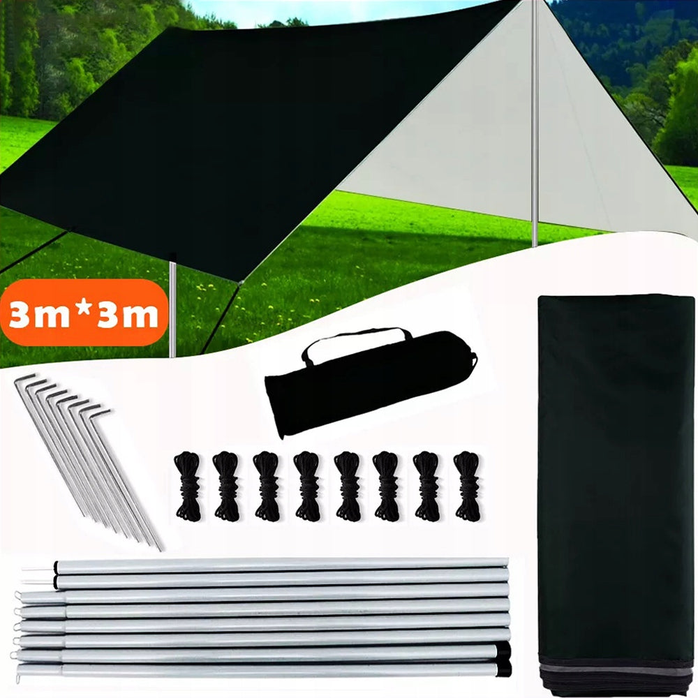 3X3M OUTDOOR TARPAULIN CAMPING AWNING RAINPROOF FOR TENT Packaging status original