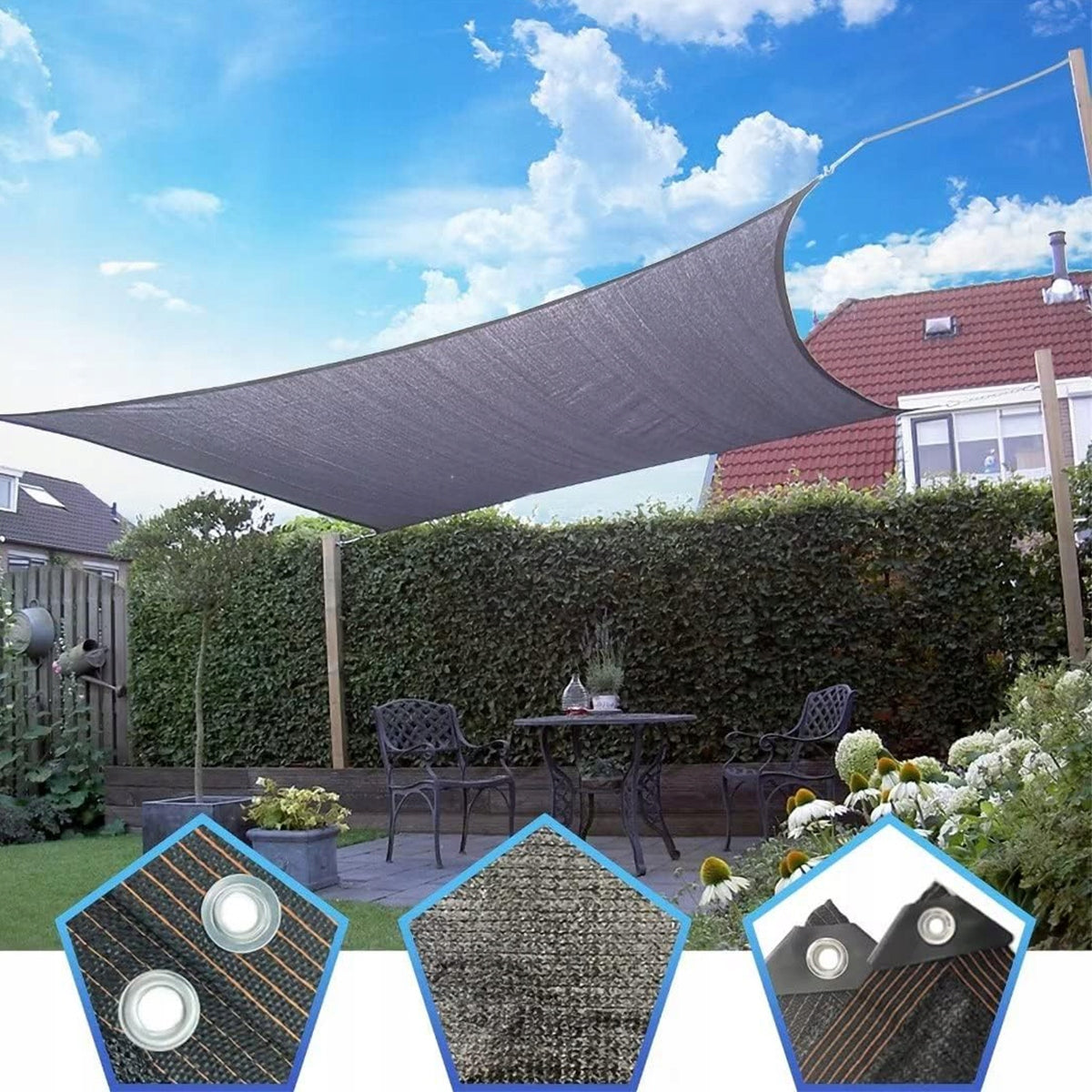 3X4M SHADING MESH FOR GARDEN SHADING MESH WITH EYELETS OUTSIDE Height 3 m