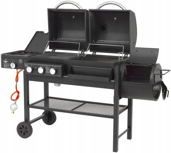 3in1 CARBON GAS GRILL EL FUEGO COMBIGRIL + CAST IRON SMOKER PLATE