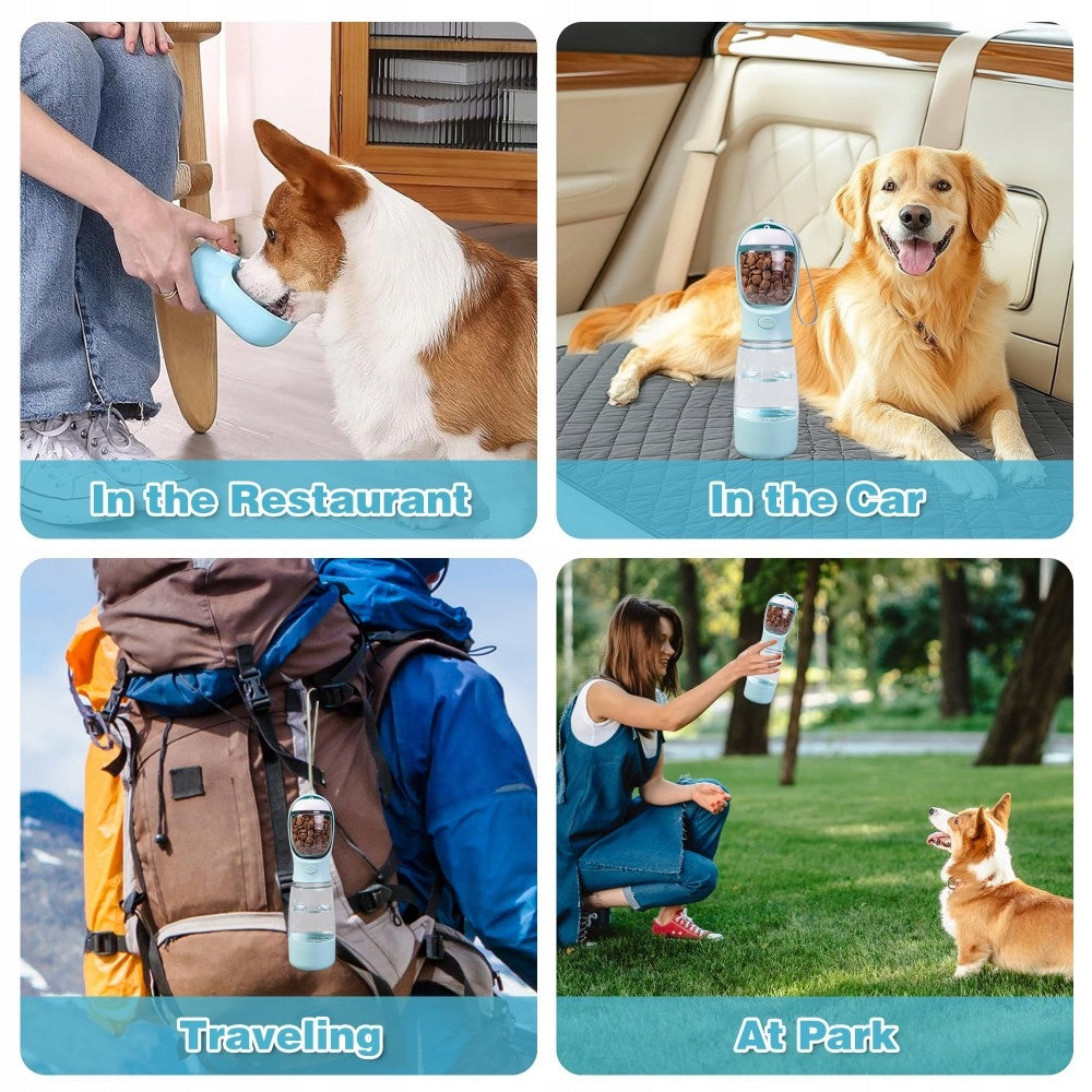 3in1 Dog Bottle Water Bottle Drinker Bowl for Water and Tourist Food 550ml Capacity 0.55 l