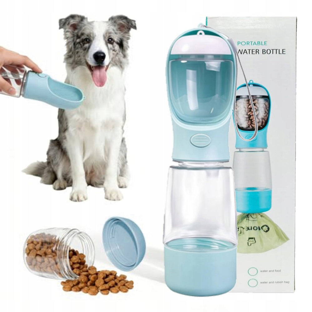 3in1 Dog Bottle Water Bottle Drinker Bowl for Water and Tourist Food 550ml