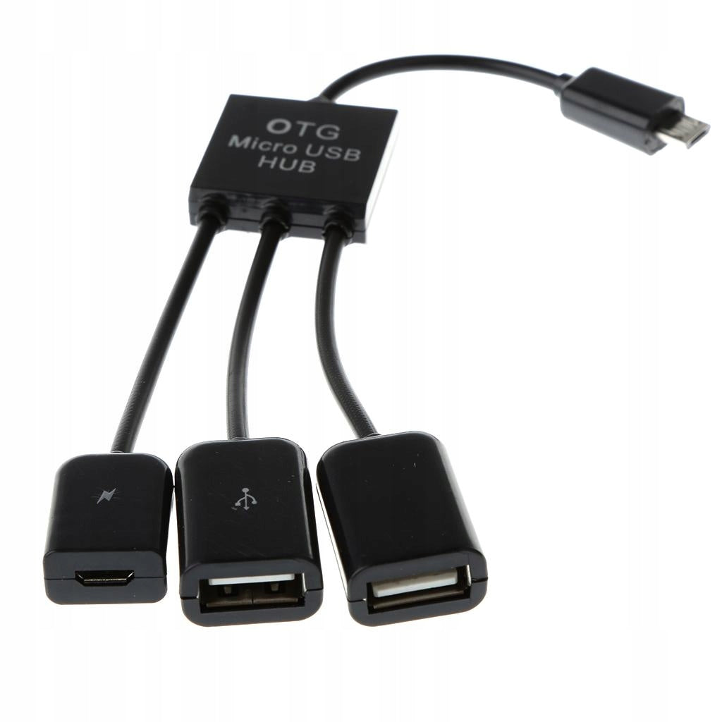 3in1 Dual Micro USB 2.0 Host OTG Hub Adapter Cable for Android Phone