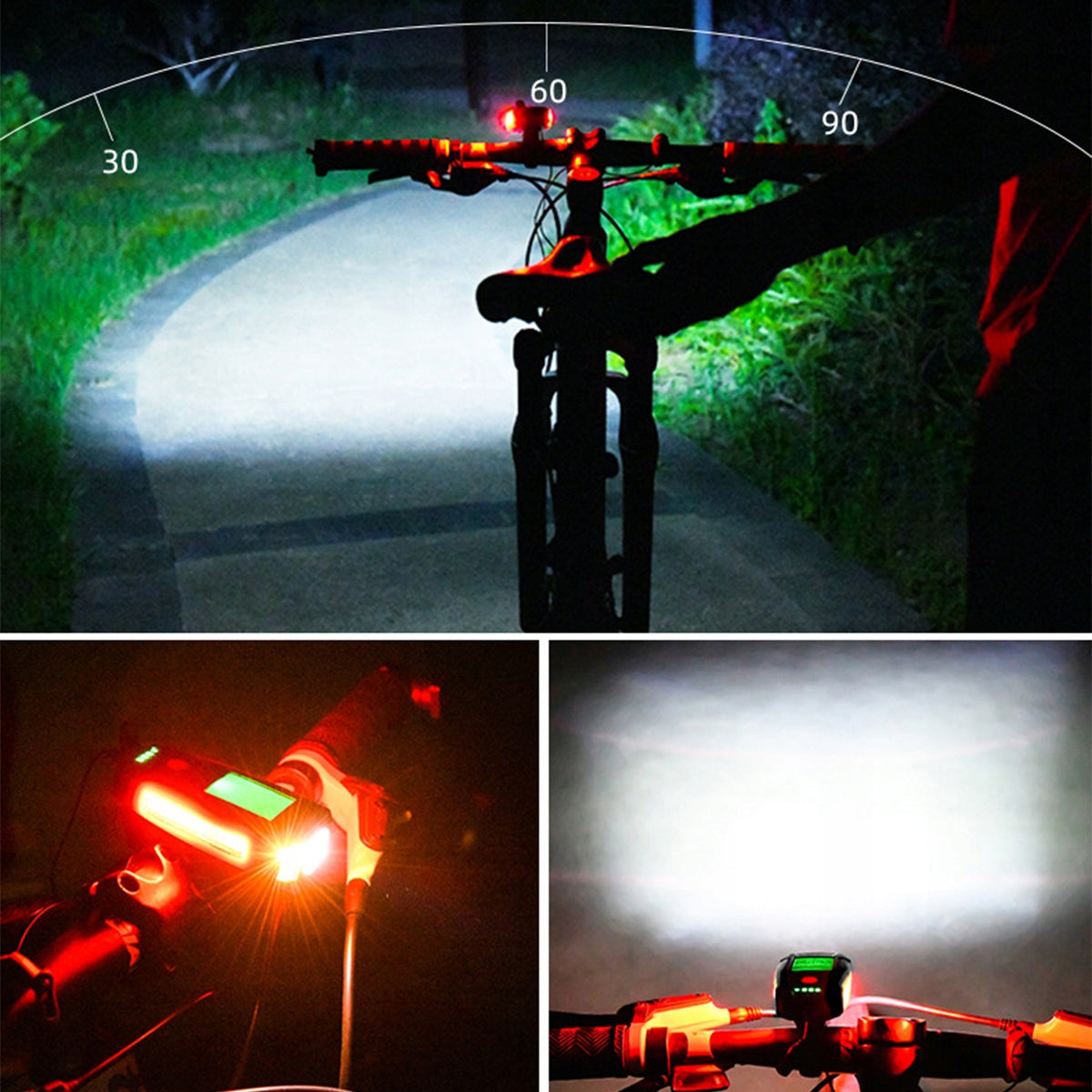 3in1 FRONT REAR BICYCLE LIGHT (+ COUNTER AND HORN) - BICYCLE LIGHTS Brand no brand