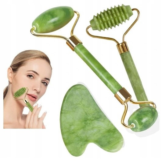 3in1 GUA SHA STONE Face Massager with Jade Massage Kit